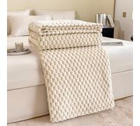 EUIEUT Manta para Cama, Manta para Sofá de Franela 150 * 200cm, Manta de Invierno Suave y Cálida, Mantas para Sillones,Cómoda Manta Decorativa Cama para Cama, Sofá, Sillón(Blanco)
