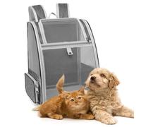 EUIEUT Mochila para Gatos y Perros, Transportin Mochila Gato <6,5kg, Mochila de Transporte para Gatos con 1 Almohadilla y Ventana de Malla, Mochila de Paseo Gatos Transpirable, Portátil y Plegable