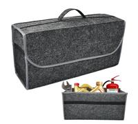 EUIEUT Organizador Maletero Coche, Bolsa para Maletero de Fieltro con Tapa y Asa, Caja Organizador Maletero Coche Plegable, Bolsa Organizadora para el Maletero de Coches(Gris Oscuro,50 * 24 * 17cm)