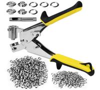 EUIEUT Remachadora Ojales, Remachadora Manual con 500 Ojetes Metálicos de Ø 10mm, Remachadora Manual Profesional, Remachadora Ojales Metalicos, Remachadora Textil para Cuero Tela Lonas PVC
