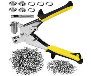 EUIEUT Remachadora Ojales, Remachadora Manual con 500 Ojetes Metálicos de Ø 10mm, Remachadora Manual Profesional, Remachadora Ojales Metalicos, Remachadora Textil para Cuero Tela Lonas PVC