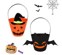 EUIOOVM 2 bolsas de dulces de Halloween, murciélagos y calabazas, cubos de trucos o bolsas de trato, bolsa de caramelos para niños, regalo de fiesta y decoración de fiesta de Halloween