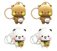 EUitachigo 4 PCS Bubu Dudu Llavero Mini Estatua Kawaii de Dibujos Animados Osos Panda Figurita Llaveros Bonitos para Mujeres Niñas Mochilas Llaves del Coche