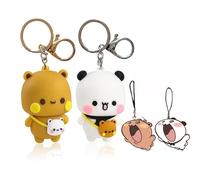 EUitachigo 4 PCS Llavero Bubu Dudu Kawaii Cartoon Dudu Bubu Bear Llavero para Móvil Pareja Bonita para Mochilas Llaves del Coche
