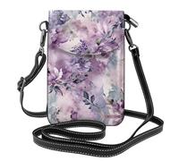 EUIYCBA Bolsos para teléfono celular con estampado amarillo, bolso cruzado pequeño, para mujer, con correa desmontable, Rama de flores moradas, Talla única