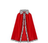EUIYCBA Disfraz de rey para niños, capa real y corona, bata de terciopelo rojo para cumpleaños, fiesta de Halloween, juego medieval de Navidad (solo capa, longitud 90 cm)