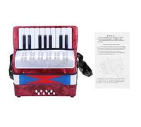Eujgoov 2 Colores 17 Teclas 8 Acordeón de Piano bajo Decoración de Celuloide ABS Instrumento Musical Liviano con Correa Ajustable Manual para Niños Principiantes Estudiantes (rojo)