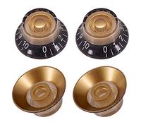 Eujgoov 4 Perillas de Guitarra con Forma de Platillo Volador, Control de Volumen y Tono para Guitarra Eléctrica EPI, Material PMMA, Mano de Obra Exquisita, Reemplazo de Escala de Oro (Negro y oro)
