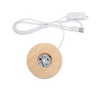 Eujgoov Base de Luz LED Base de Lámpara de Madera Soporte de Exhibición Redondo USB Madera de Roble de 3,1 Pulgadas para Exhibición de Arte de Resina de Cristal con Sujeción Estable Luz Cálida (#3)