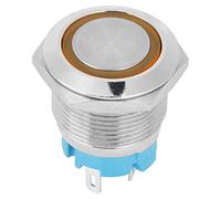 Eujgoov Botón Pulsador Metálico 19mm Agujero de Montaje Acero Inoxidable