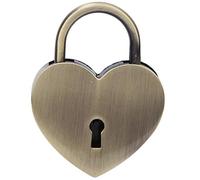 Eujgoov Candado Vintage de Metal con Cerradura de Corazón con Llave, 45 X 59 Mm, Candado Decorativo Pequeño para Joyero, Diario y Equipaje Pequeño, Diseño Compacto, Acabado Vintage, Uso Artesanal en
