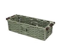 Eujgoov Cesta de Almacenamiento de Mimbre, Cuerda de Papel Tejida a Mano con de Madera, Organizador Versátil de 35 X 15 X 10 Cm para Estantes de la Sala de Estar de la Parte del Inodoro