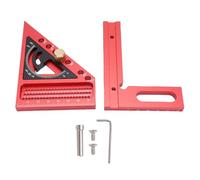 Eujgoov Escuadra Transportador 3D, Regla de Múltiples Ángulos de Aluminio, 0 a 180 Grados for Medición y Marcado (rojo y negro)