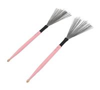 Eujgoov Eujgoov Cepillo de Tambor de Doble Cabeza, Madera de Arce y Alambre de Acero, Combo de Cepillo de Tambor y Palo para Jugadores de Percusión de Jazz, 2 uds. (Color madera) (Color)