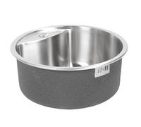 Eujgoov Fregadero de Barra Redonda, Fregadero de Cocina de un Tazón de Acero Inoxidable 304, 45x45x20 Cm con Orificio para Grifo, de Barra Redondo de Acero Inoxidable para Cocina, y Baño