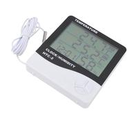 Eujgoov Higrómetro Digital Termómetro Interior con Reloj Pantalla LCD Grande ABS Monitor de Humedad Ambiental Memoria Máxima Mínima Soporte Plegable Montaje en Pared para Oficina en Casa Sótano (#1)