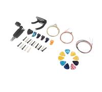 Eujgoov Kit de Accesorios para Guitarra, 3 Juegos de Cuerdas Metálicas con Clavijas para Puente, Enrollador de Cuerdas, Cejilla, Púas para Pulgar, para Guitarra Acústica folk.