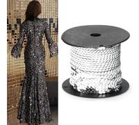 Eujgoov Línea de Lentejuelas, Cuerda de Accesorios Decorativas de Plástico, 100 Yardas de Lentejuelas Metálicas de 6 Mm para Manualidades y Proyectos de Ropa (100 yardas/rollo)