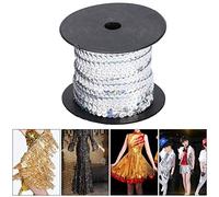 Eujgoov Línea de Lentejuelas, Cuerda de Accesorios Decorativas de Plástico, 100 Yardas de Lentejuelas Metálicas de 6 Mm para Manualidades y Proyectos de Ropa (100 yardas/rollo)