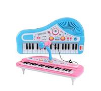 Eujgoov Mini Teclado de Piano Eléctrico de 37 Teclas, Instrumento Musical Educativo de Plástico con Micrófono, Diversión para Niños Mayores de 3 Años con Melodías y Percusión