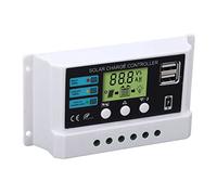 Eujgoov Regulador de Carga Solar Pantalla LCD 12V 24V Controlador Panel Controladores Accesorios Batería para el Hogar, Industrial, Comercial, Blanco (10A)