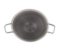 Eujgoov Sartén para Barbacoa Coreana, Sartén de Acero Inoxidable con Triple Capa de Acero, Calentamiento Uniforme, Antiadherente, Fácil Limpieza, Cocina de Mesa para Reuniones de Cocina Casera (34cm)
