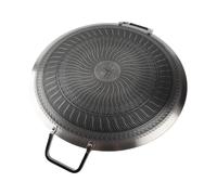 Eujgoov Sartén para Barbacoa Coreana, Sartén de Acero Inoxidable con Triple Capa de Acero, Calentamiento Uniforme, Antiadherente, Fácil Limpieza, Cocina de Mesa para Reuniones de Cocina Casera (38cm)