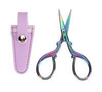 Eujgoov Tijeras para Bordar, Acero Inoxidable Profesional, Hojas Eficientes, Diseño Ergonómico para Coser y Tejer (Funda a cuadros rosa morado (cuero morado) y)