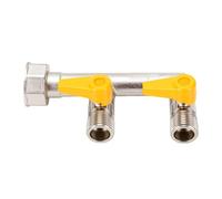 Eujgoov Válvula de Bola de Gas de 3 Vías, Conector en T para Gas con Doble Rosca Macho de 1/2 Pulgada, Accesorio Tipo F para Estufa y Calentador de Agua
