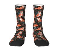 EujGvboU Calcetines de zorro con diseño de hojas y flores, calcetines de vestir casuales, divertidos calcetines unisex para mujeres, hombres, adolescentes y adultos, Animal de zorro, Talla única