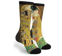 EujGvboU Gustav Klimt The Kiss - Calcetines casuales para hombre y mujer, divertidos y novedosos calcetines de tubo, Como se muestra en la imagen, Talla única