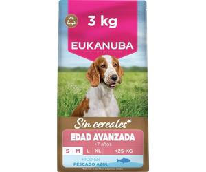 Eukanuba, alimento para Edad Avanzada sin Cereales con Pescado para Razas pequeñas y Medianas - Alimento seco Premium sin Cereales para Perros Senior, 3 kg