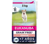Eukanuba Alimento para Perros sin Cereales con Pescado Azul para Razas Pequeñas y Medianas, Alimento Seco para Perros de Edad Avanzada, Senior, 3kg