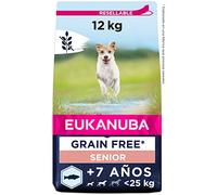 Eukanuba Alimento para Perros sin Cereales con Pescado Azul para Razas Pequeñas y Medianas, Alimento Seco para Perros de Edad Avanzada, Senior, 12kg