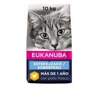 Eukanuba Alimento seco para gatos adultos, Alimento seco premium bajo en grasa para el mantenimiento del peso para gatos esterilizados/castrados, 10 kg