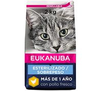 EUKANUBA Alimento Seco para Gatos Adultos Esterilizados/Castrados, 2 kg | Alimento seco premium | Bajo en grasa | Ayuda a mantener el peso | Para gatos con sobrepeso