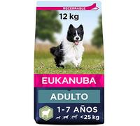 Eukanuba Alimento seco para perros adultos de razas pequeñas y medianas, rico en cordero y arroz, 12 kg