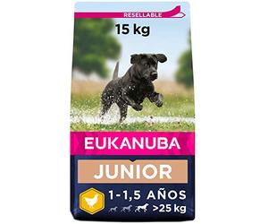 Eukanuba Alimento seco para perros jóvenes de raza grande, rico en pollo fresco 15 kg