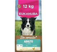 EUKANUBA Alimento Seco para Perros Razas Peq./Med. sin Cereales, 12kg | Alimento seco premium | Alimento hipoalergénico |Para perros adultos| Con pollo fresco