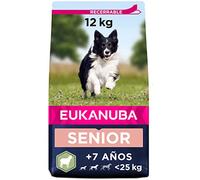 Eukanuba Alimento seco para perros senior de razas pequeñas y medianas, rico en cordero y arroz, 12 kg