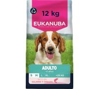 EUKANUBA Alimento Seco Perros Adultos Razas Peq./Med., Salmón, 12kg | Alimento seco premium | Favorece una digestión saludable | Rico en salmón y cebada