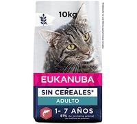 EUKANUBA Grain Free Alimento Seco para Gatos Adultos, Alimento Seco Premium Rico en Salmón para Gatos, 10 kg