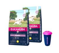 Eukanuba Growing Puppy Small Breed Pollo 2x3kg + Contenedor de comida de 4,5 kg GRATIS