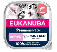 | Eukanuba Kitten Grain Free Paté de Salmón es un alimento húmedo para gatitos en crecimiento rico en salmón.