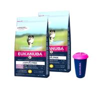 Eukanuba Puppy Large Grain Free Pollo 2x3kg + Contenedor de comida de 4,5 kg GRATIS
