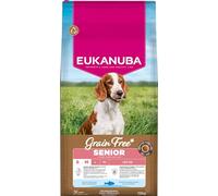 Eukanuba Senior, alimento para Perros sin Cereales con Pescado para Razas pequeñas y Medianas, alimento seco Premium sin Cereales para Perros Mayores, 12 kg