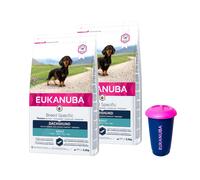EUKANUBA Teckel Adulto 2x2,5kg + Contenedor de comida de 4,5 kg GRATIS