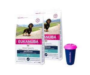 EUKANUBA Teckel Adulto 2x2,5kg + Contenedor de comida de 4,5 kg GRATIS