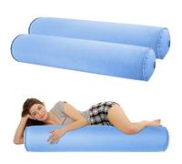 EULANT 2 Piezas Almohada Lateral Inflable para Dormir de Lado, Ligera Almohada de Todo el Cuerpo Redonda Larga, Travesseiro de Soporte de Viaje, 120 * 20cm, Inflable & Compacta