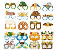 EULAPGOE 20 Piece Oktoberfest Party Glasses Funny Paper Glasses Beer Pretzel Sausage Oktoberfest Photo Booth Photo Props for Kids Adults Bavarian Wiesn Costume Decoration Oktoberfest Party D